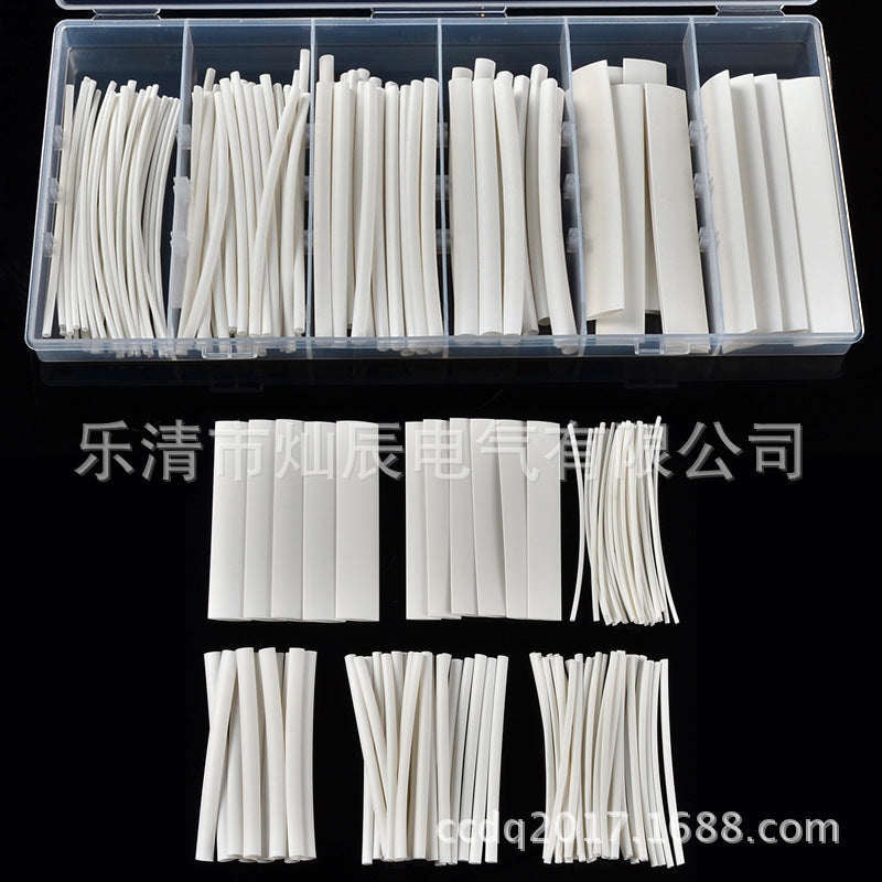 Cross-border e-commerce, heat shrinkable tube boxed 100PCS white, halogen-free flame retardant sleeve, factory direct sales