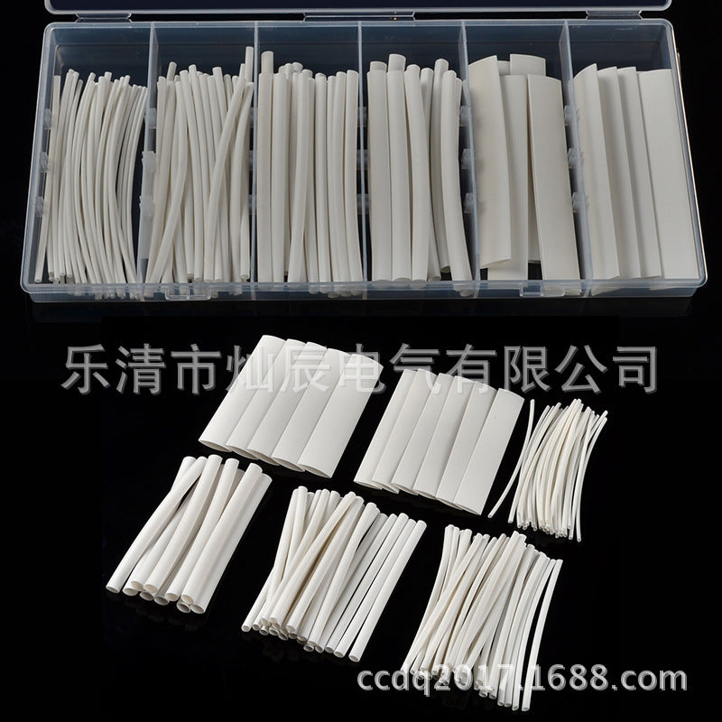 Cross-border e-commerce, heat shrinkable tube boxed 100PCS white, halogen-free flame retardant sleeve, factory direct sales