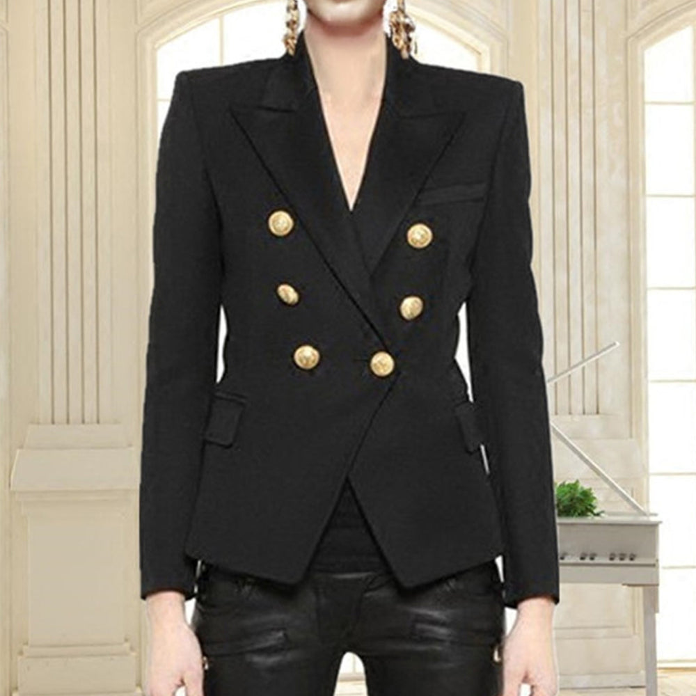 European and american double-breasted blazer - metal button, slim fit, slimming, professional commute, fashionable blazer