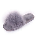 Factory direct wholesale 2025 new korean style fuzzy slippers - open toe ostrich feather flat one-strap indoor/outdoor women's slippers