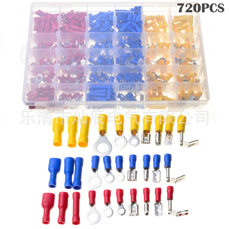 Cross-border e-commerce, cold-pressed terminal box 720PCS wiring connection terminal, copper terminal fork type
