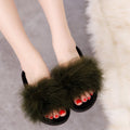 Factory direct wholesale 2025 new korean style fuzzy slippers - open toe ostrich feather flat one-strap indoor/outdoor women's slippers