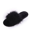 Factory direct wholesale 2025 new korean style fuzzy slippers - open toe ostrich feather flat one-strap indoor/outdoor women's slippers
