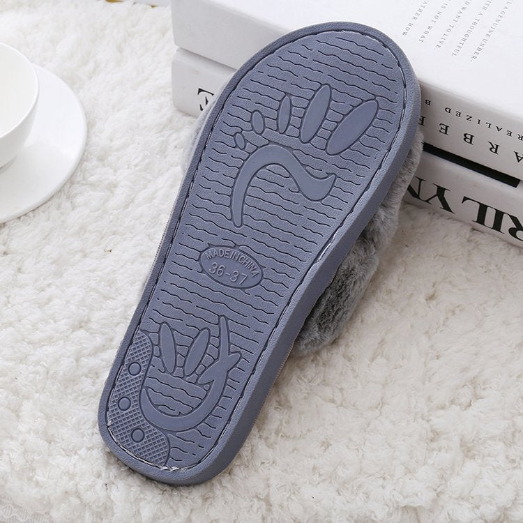 Crossed fur slippers for women 2024fall and winternew arrivalk-stylefashionslimming look one-piece cotton slippers trendyflats slippers for women