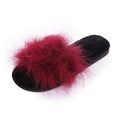 Factory direct wholesale 2025 new korean style fuzzy slippers - open toe ostrich feather flat one-strap indoor/outdoor women's slippers