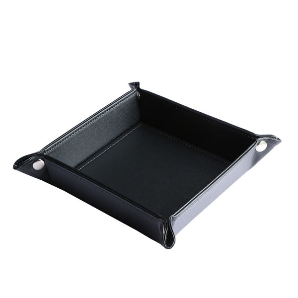 Solid color leather storage tray, desktop small change tray, office desktop finishing box, household daily PU storage box wholesale