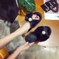 2024 fall/winter new mother-daughter matching slippers - fluffy flat slippers with pearl butterfly accents - wholesale home cotton slippers