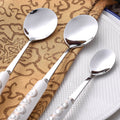 Ceramic handle cutlery set, western stainless steel dinnerware knife, fork, and spoon gift box set, stainless steel spoon ceramic gift cutlery