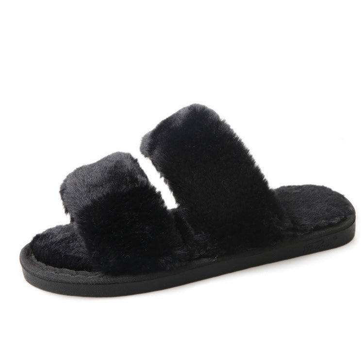 2024 autumn/winter plush slippers - outdoor wear, flat cotton slippers, open-toe confinement slippers, bestie flip-flops, warm women's shoes