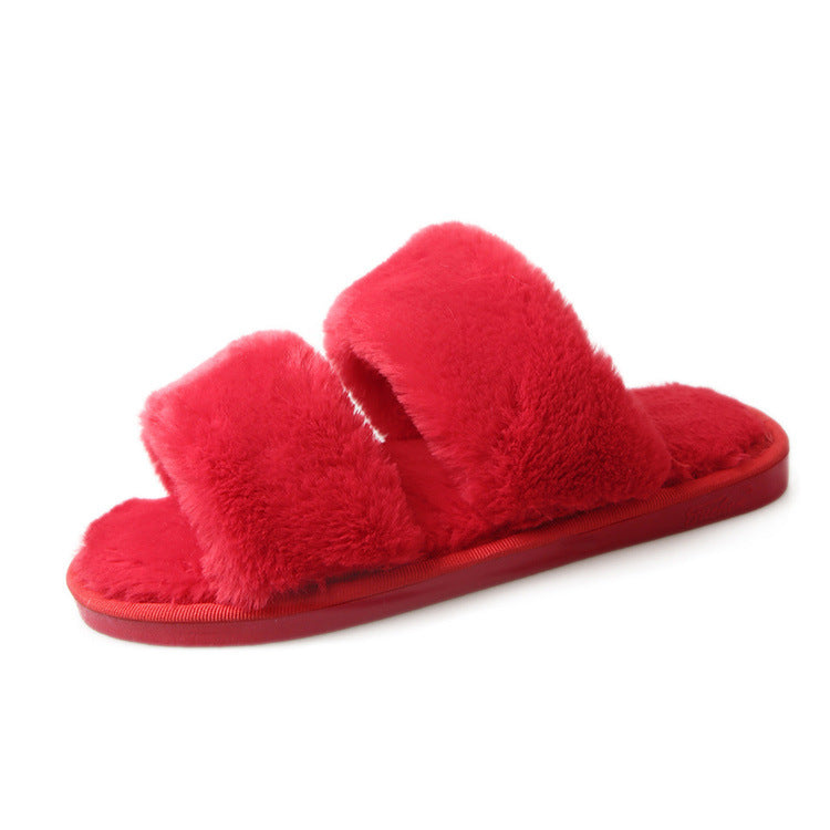 2024 autumn/winter plush slippers - outdoor wear, flat cotton slippers, open-toe confinement slippers, bestie flip-flops, warm women's shoes