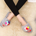 Handmade diy one-strap fuzzy solid sole winter indoor/outdoor home warm open-toe floral thickened cotton slippers
