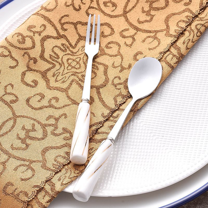 western stainless steel tableware knife, fork and spoon gift box stainless steel spoon threaded ceramic gift tableware wholesale