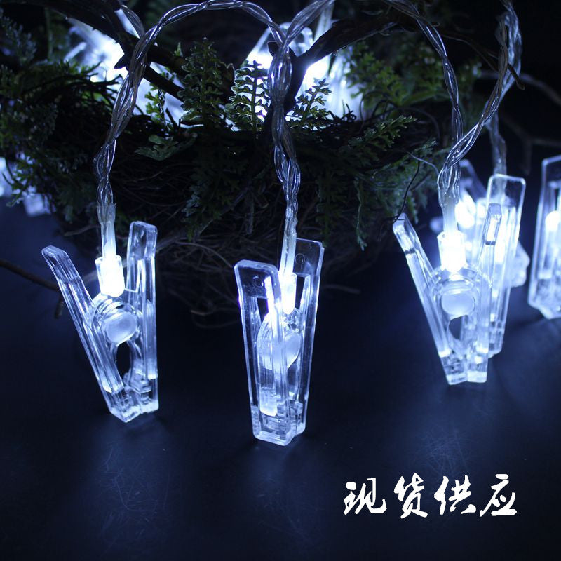 Photo clip star light string, creative three-dimensional five-pointed star light string, battery box night light string.