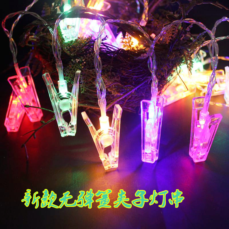 [Processing and customization] Photo clip, star light string, three-dimensional five-pointed star light string, battery box, night light string.