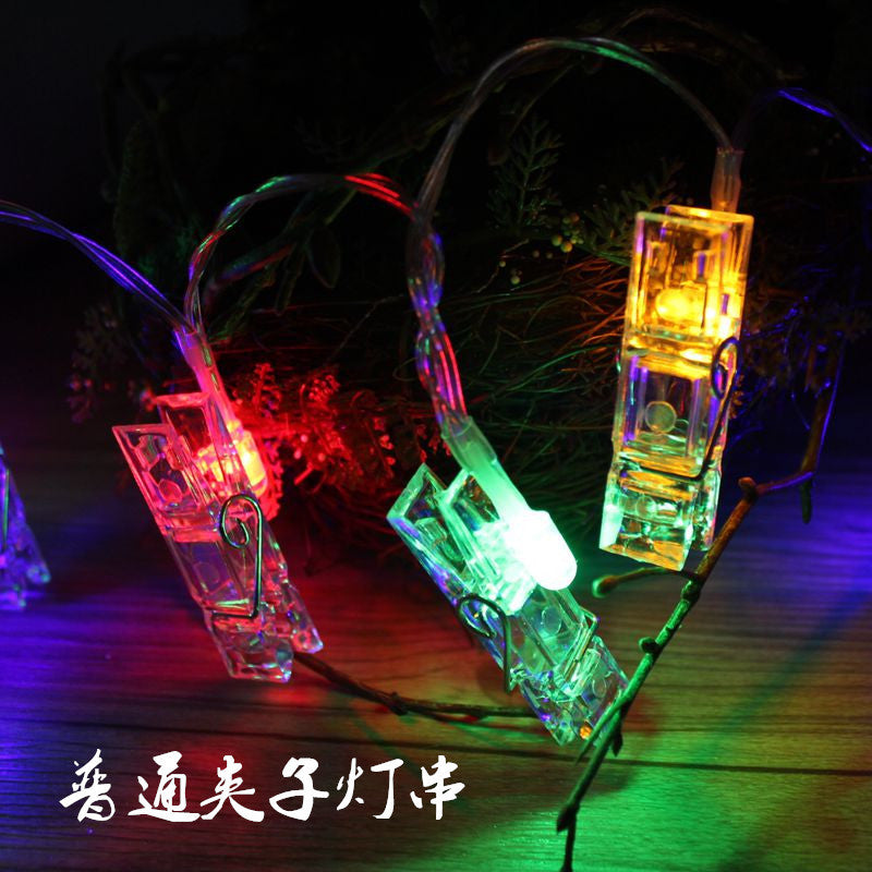 Photo clip star light string, creative three-dimensional five-pointed star light string, battery box night light string.