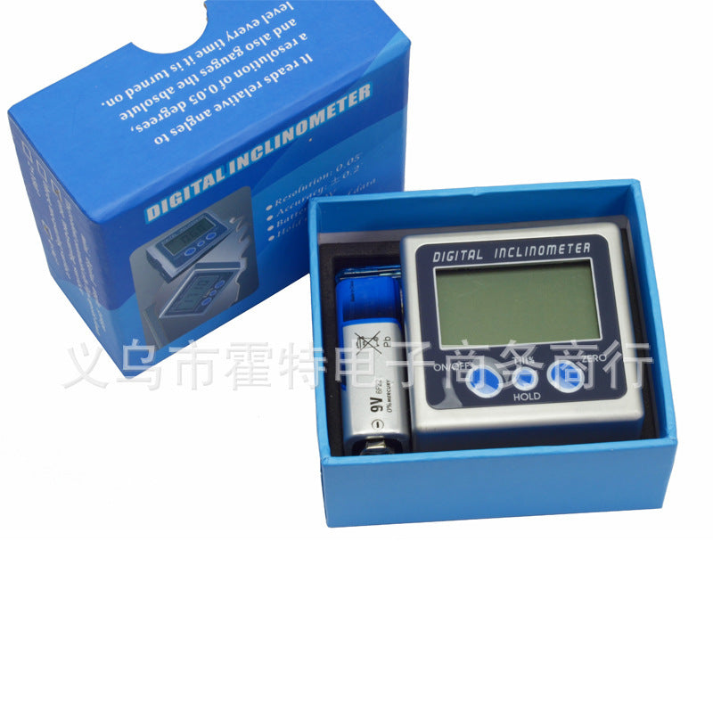 Digital Display Inclinometer Electronic Angle Ruler Angle Gauge Level Inclinometer Box with Magnetic, Plastic Housing