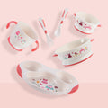 Bao hui baby tableware set: includes bowl, spoon, fork, divided plate, bowl, cup, fork, and spoon – complete feeding set