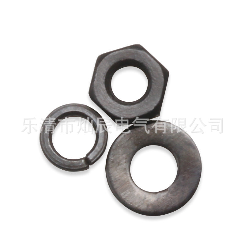 Cross-border supply 300PCS anti-loose bolt nut flat pad black, round head hexagon bolt M3 spring gasket