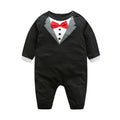Ins spring and summer new arrival children's clothing boys gentleman bowslong sleeves romper baby jumpsuit jumpsuit k-style