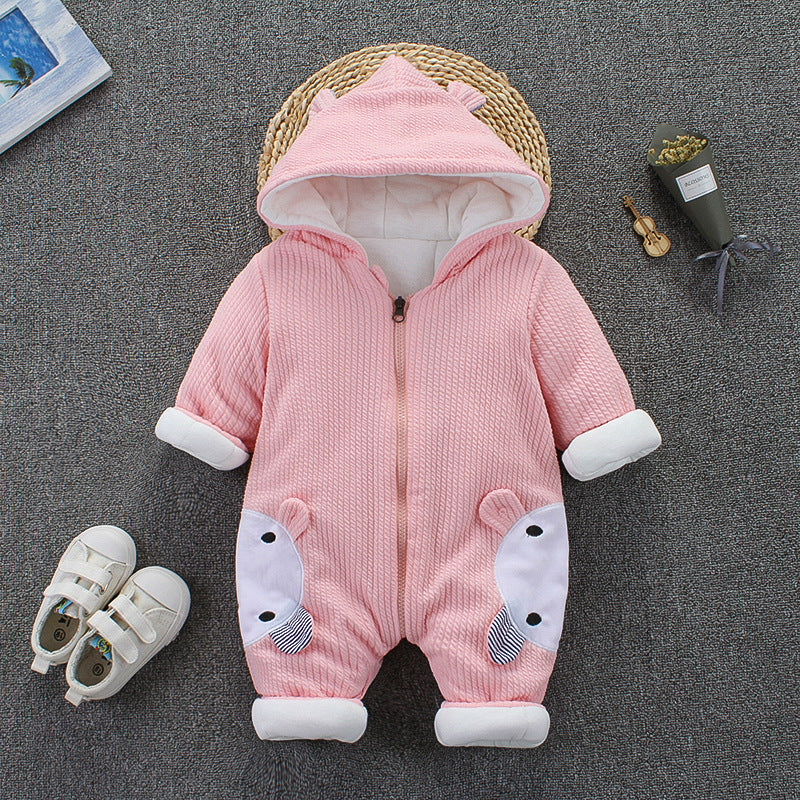 Fall and winternew arrival baby onesie 0-1 years old infant winter thickened onesie romper winter outing cotton jacket