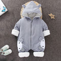Newborn winter romper - quilted & thickened, baby's two rabbits outfit, infant warm winter cotton-padded jumpsuit