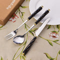 Amazon western cutlery set - stainless steel butter knife, ceramic handle steak knife, soup spoon, and fork combination - wholesale