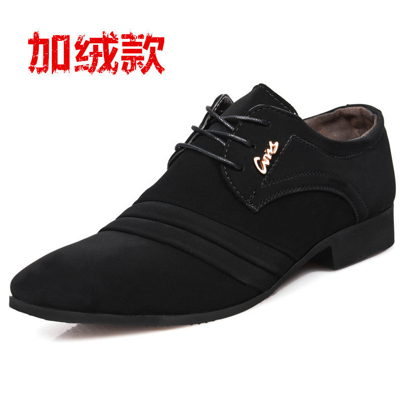 New fleece-lined casual leather shoes for men - business formal, wedding shoes, trendy suede men's footwear - dropshipping available