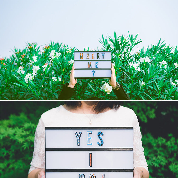 INS popular hot-selling LED letter DIY puzzle card light box room proposal birthday decoration A4 letter light box