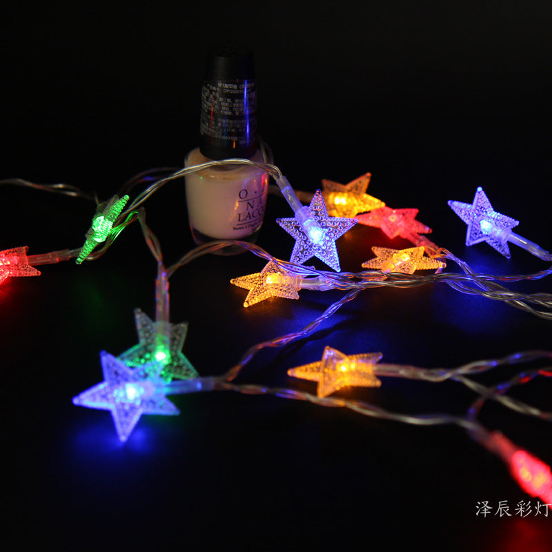 Hot-selling led star light string Gypsy star lights Outdoor waterproof holiday decoration light string Battery box with flashing