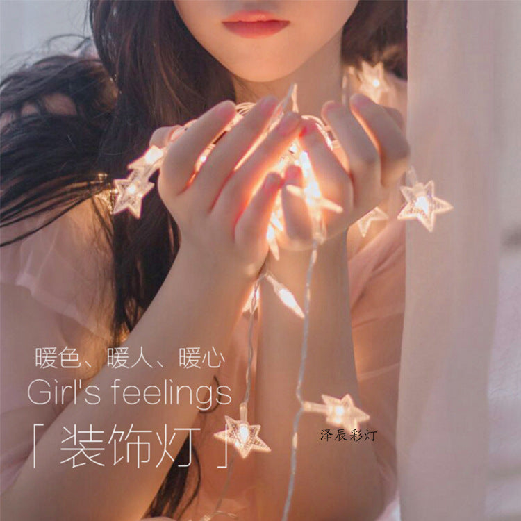 Hot-selling led star light string Gypsy star lights Outdoor waterproof holiday decoration light string Battery box with flashing