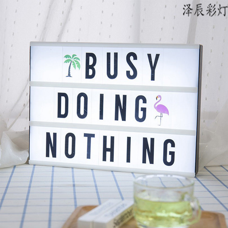 INS popular hot-selling LED letter DIY puzzle card light box room proposal birthday decoration A4 letter light box