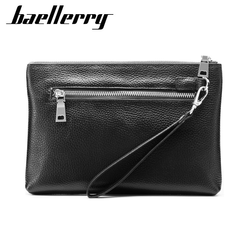 Men's cowhide clutch bag baellerry business leisure men's bag cowhide envelope bag large capacity soft leather handbag