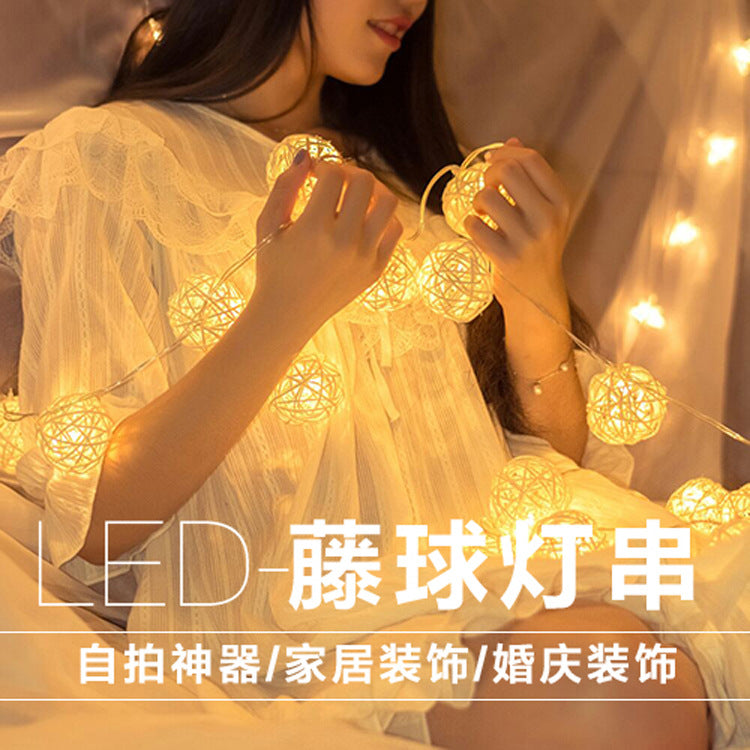Hot-selling led Thai vine ball light string indoor Christmas holiday lights outdoor decoration waterproof string lights battery box lights