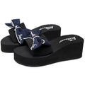 Shining joy 6cm high heel thong sandals with handmade bow, non-slip, perfect for beach vacations, travel, and stylish women's beachwear