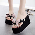 Shining joy 8cm high heel flip-flops handmade bowknot non-slip beach vacation slippers fashion women's sandals