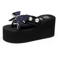 Shining joy 8cm high heel flip-flops handmade bowknot non-slip beach vacation slippers fashion women's sandals