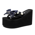 Shine jiao 11cm ultra high heel flip-flops with handmade bow, non-slip, beach vacation, travel, fashionable women's sandals