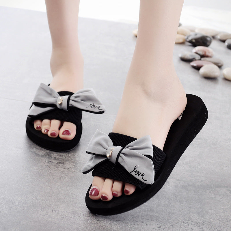 Shanjiao new arrival flip-flops handmade bows 3cm non-slip seaside vacation travel fashion women's beach shoes