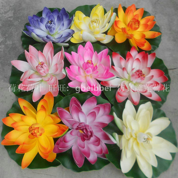 Simulation lotus leaf fake lotus 60cm water landscaping water lily water feature floating decorative flower stage props restaurant decoration