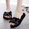 Shanjiao new arrival flip-flops handmade bows 3cm non-slip seaside vacation travel fashion women's beach shoes