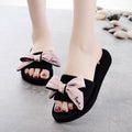 Shanjiao new arrival flip-flops handmade bows 3cm non-slip seaside vacation travel fashion women's beach shoes