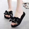 Shanjiao new arrival flip-flops handmade bows 3cm non-slip seaside vacation travel fashion women's beach shoes
