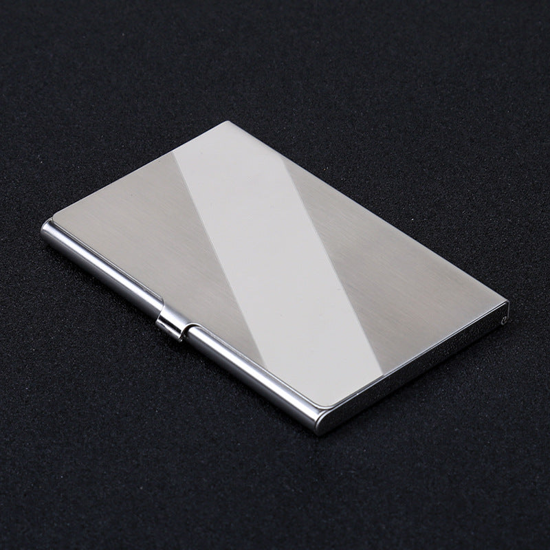 High-quality stainless steel wavy business card box Cross light surface series Metal business card holder Medium light business card box