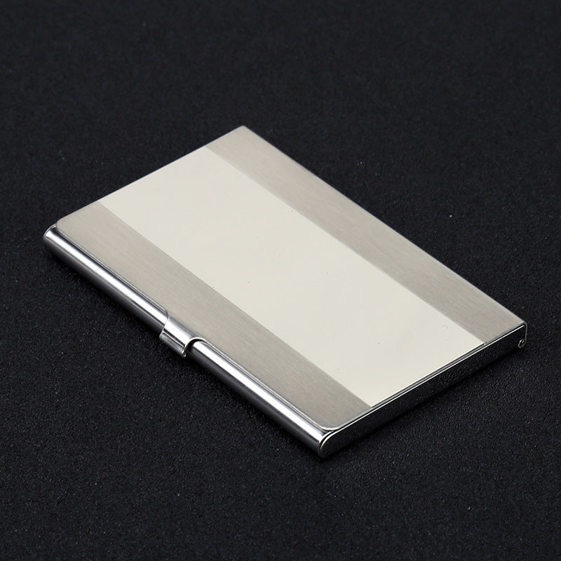High-quality stainless steel wavy business card box Cross light surface series Metal business card holder Medium light business card box