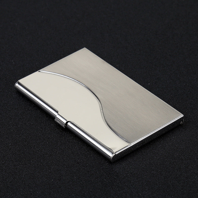 High-quality stainless steel wavy business card box Cross light surface series Metal business card holder Medium light business card box