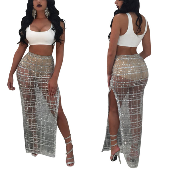 [Out of stock] K8465 hot-selling European and American sexy grid perspective, two-piece nightclub suit
