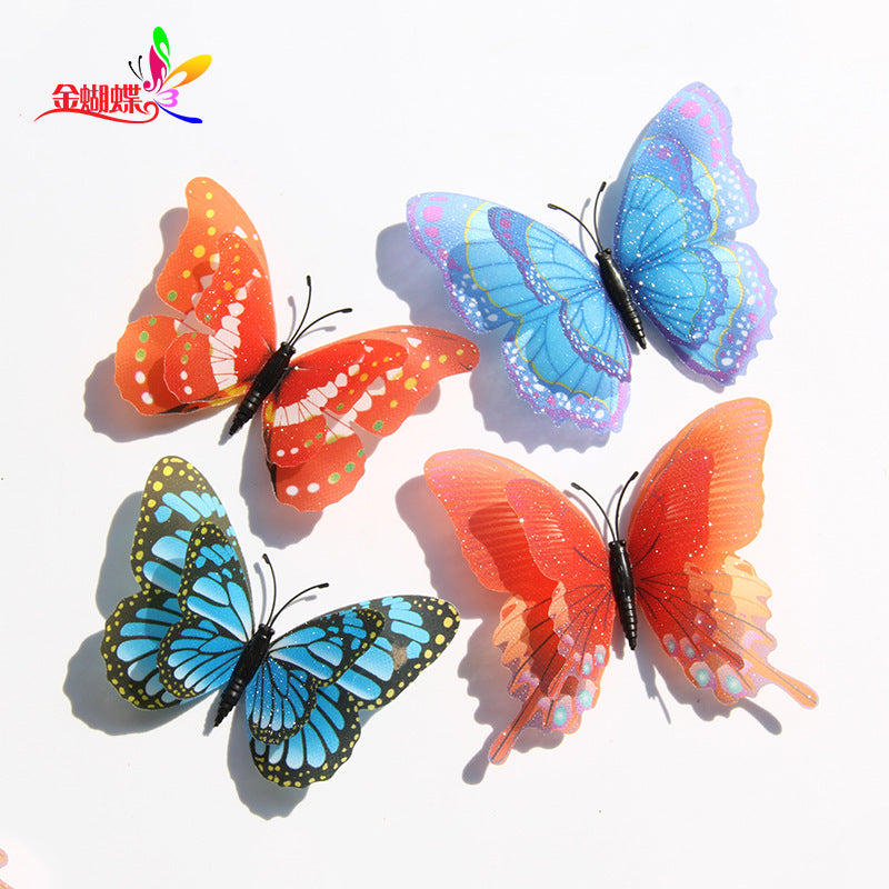 Gypsy 10 + 7 double-layer 3d three-dimensional flash simulation butterfly, creative home improvement outdoor garden decoration crafts