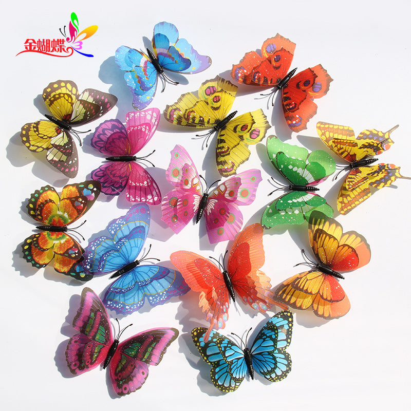 Gypsy 10 + 7 double-layer 3d three-dimensional flash simulation butterfly, creative home improvement outdoor garden decoration crafts