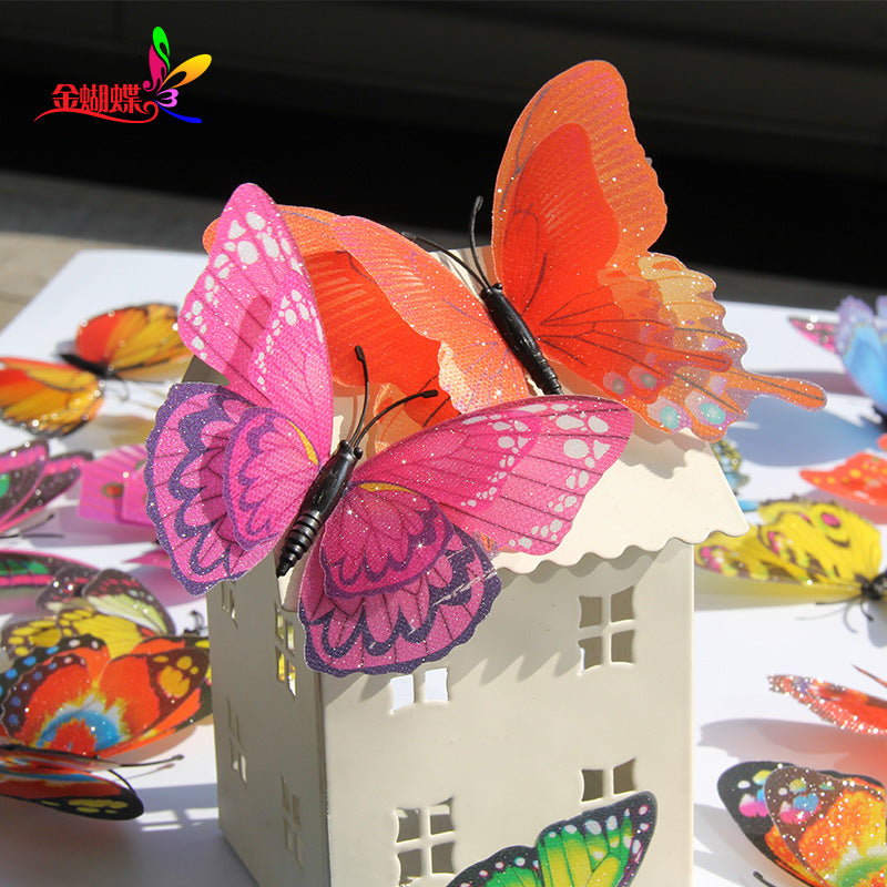 Gypsy 10 + 7 double-layer 3d three-dimensional flash simulation butterfly, creative home improvement outdoor garden decoration crafts