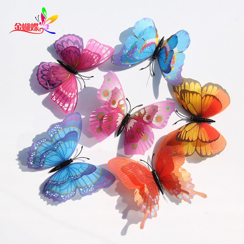 Gypsy 10 + 7 double-layer 3d three-dimensional flash simulation butterfly, creative home improvement outdoor garden decoration crafts